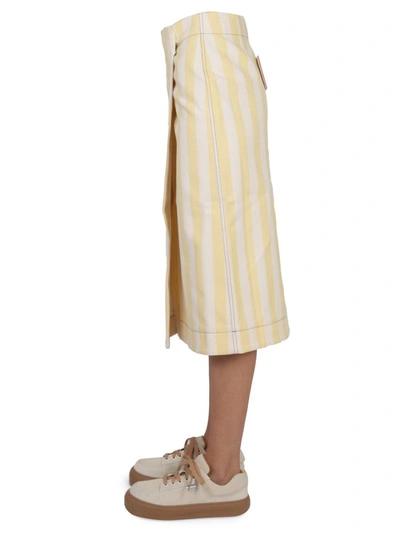 Shop Sunnei Striped Pattern Skirt In Beige