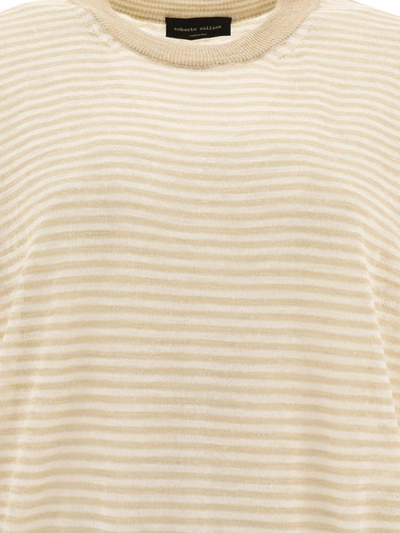 Shop Roberto Collina Striped Sweater In Beige