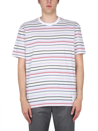 Shop Thom Browne Striped T-shirt In White