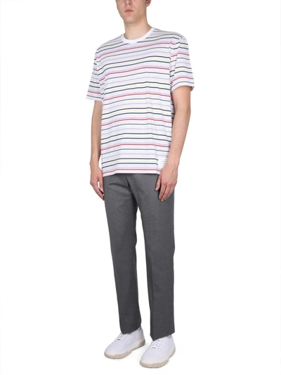 Shop Thom Browne Striped T-shirt In White