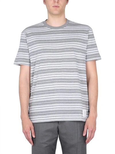 Shop Thom Browne Striped T-shirt In Grey