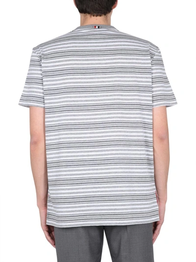 Shop Thom Browne Striped T-shirt In Grey