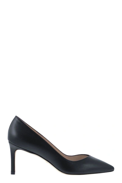 Stuart Weitzman Pointed-toe Black Pumps With Mid-height Stiletto Heel In Black