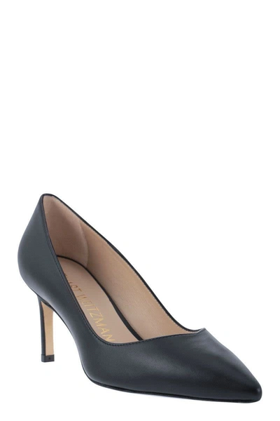 Stuart Weitzman Pointed-toe Black Pumps With Mid-height Stiletto Heel In Black