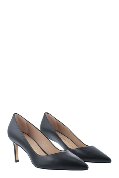 Stuart Weitzman Pointed-toe Black Pumps With Mid-height Stiletto Heel In Black