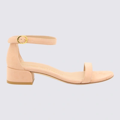 Shop Stuart Weitzman Nude Suede Sandals In <p>nude Suede Sandals From  Featuring Open Toe, Round Toe, Adjustable Ankle Strap, Lo