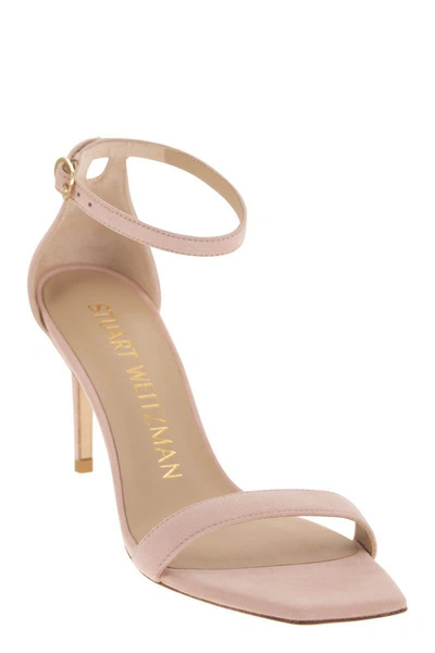 Shop Stuart Weitzman Nunakedcurve 85 - Leather Sandal With Heel In Pink