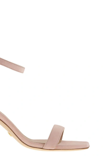 Shop Stuart Weitzman Nunakedcurve 85 - Leather Sandal With Heel In Pink