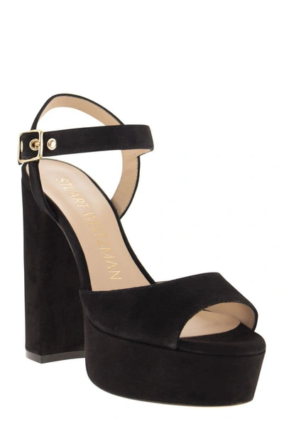 Shop Stuart Weitzman Ryder - Suede Platform Sandals In Black