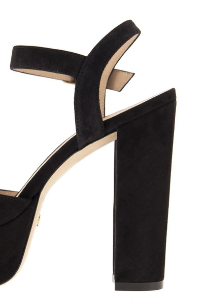 Shop Stuart Weitzman Ryder - Suede Platform Sandals In Black