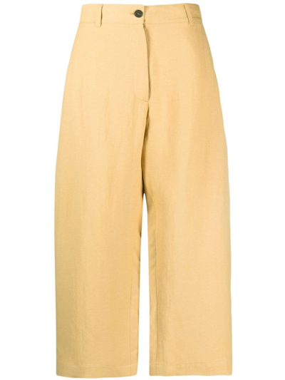 Shop Studio Nicholson Wide-leg Cropped Linen Blend Trousers In Beige