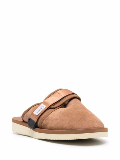 Suicoke Camel Fur Lining Slippers In Brown