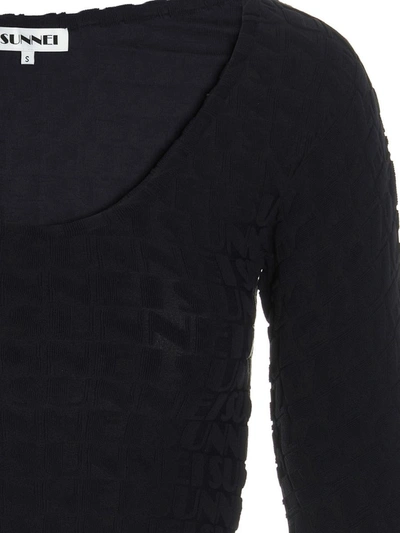 Sunnei Long-sleeved Blouse With Round Neck In Blue