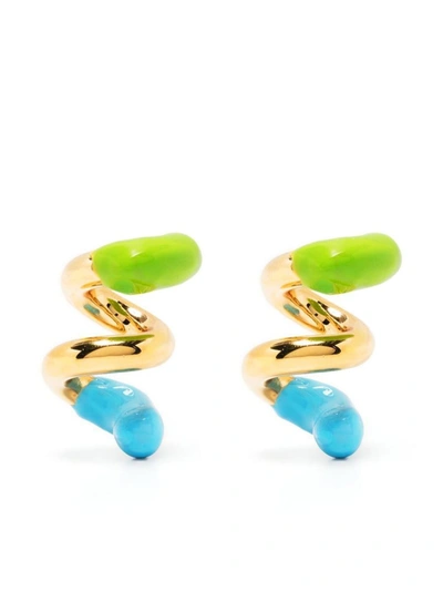 Shop Sunnei Fusillo Rubberized Gold Earrings