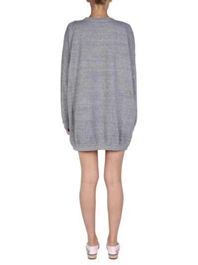 Shop Dsquared2 Sweatshirt Dress With Logo Print In Grey