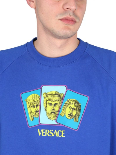 Shop Versace Sweatshirt The Masks In Blue