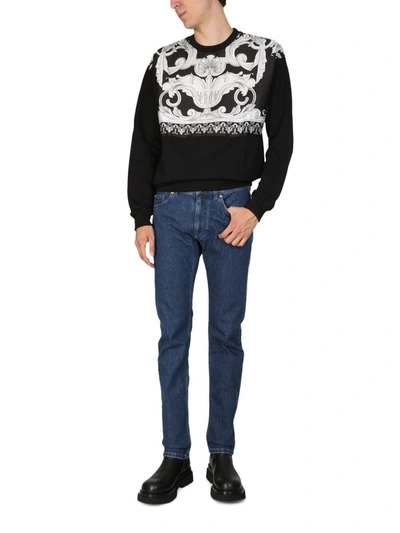 Shop Versace Sweatshirt With Baroque Print In Black