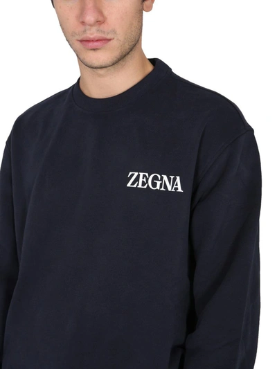 Shop Ermenegildo Zegna Sweatshirt With Logo In Blue