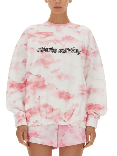 Shop Rotate Birger Christensen Rotate Sweatshirt With Logo Embroidery In Pink