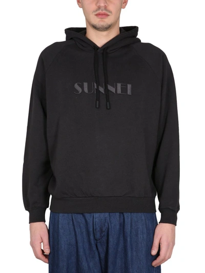 Shop Sunnei Sweatshirt With Logo Embroidery In Black
