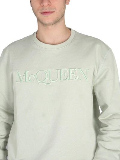 Shop Alexander Mcqueen Sweatshirt With Logo Embroidery In Green