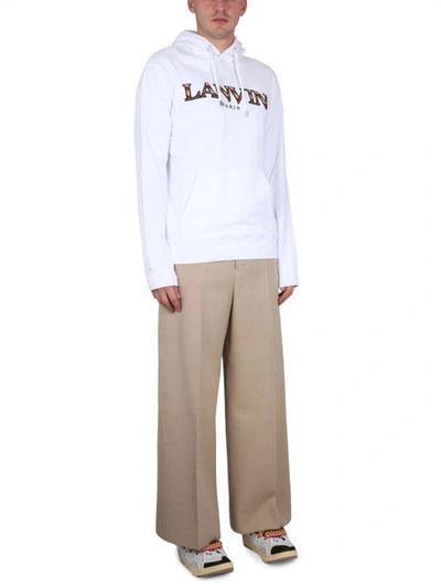 Shop Lanvin Sweatshirt With Logo Embroidery In White