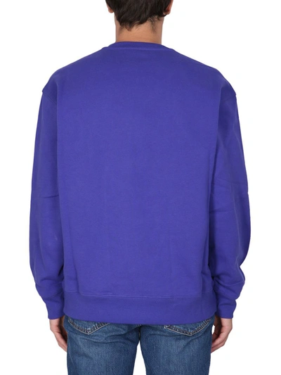 Shop Moschino Sweatshirt With Logo Patch In Blue