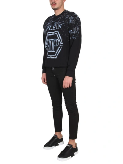 Shop Philipp Plein Sweatshirt With Logo Print In Black