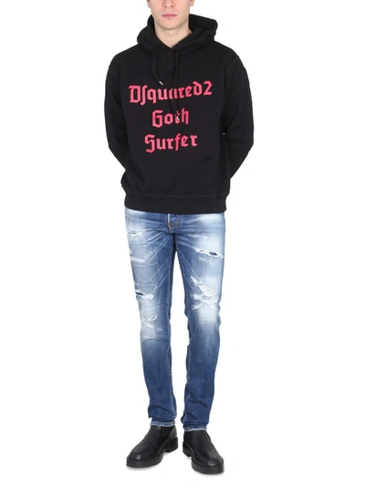 Dsquared2 D2 Gothsurfer Hoodie In Black