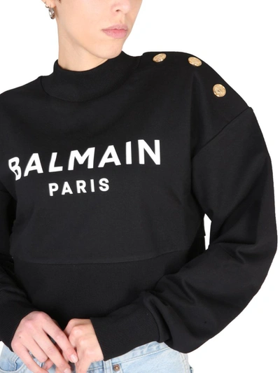 Shop Balmain Sweatshirt With Logo Print In Black