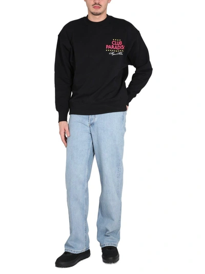 Msgm Club Paradiso Cotton Crewneck Sweatshirt In Black