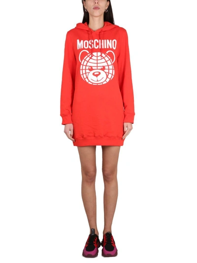 Shop Moschino Sweatshirt With Logo Print In Red