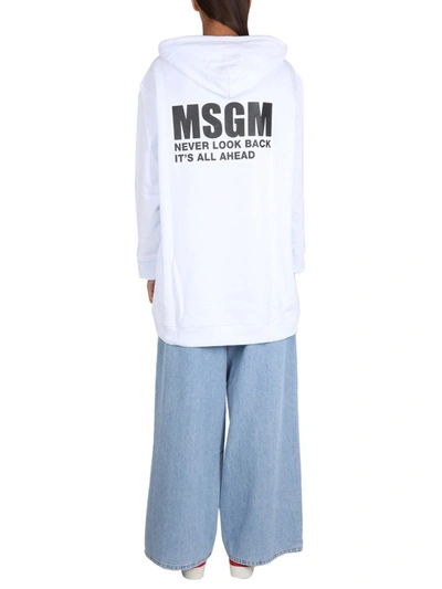 Shop Msgm Sweatshirt With Logo Print In White