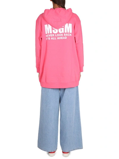 Msgm Sweatshirt With Logo Print In Purple