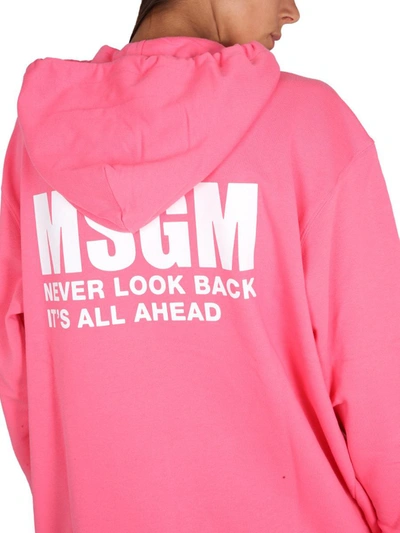 Shop Msgm Sweatshirt With Logo Print In Purple