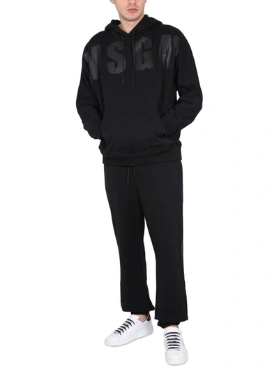 Shop Msgm Sweatshirt With Maxi Logo In Black