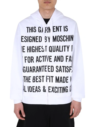 Shop Moschino Sweatshirt With Zip In White