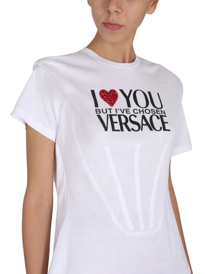Shop Versace T Shirt With Logo In White
