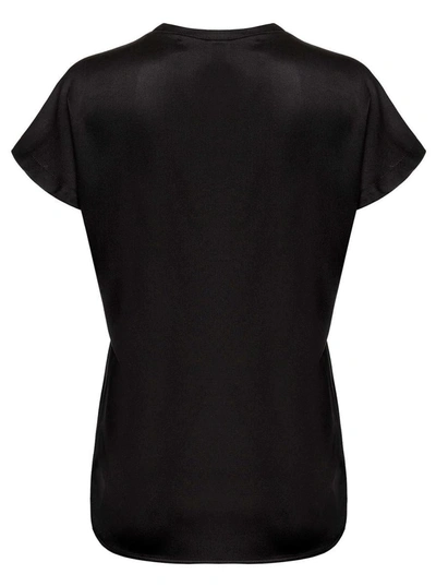 Shop Pinko T-shirt 'farida' A Maniche Corte In Seta Stretch Nera Donna In Black