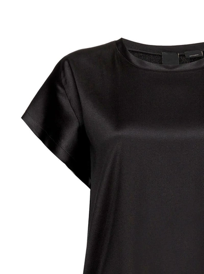 Shop Pinko T-shirt 'farida' A Maniche Corte In Seta Stretch Nera Donna In Black