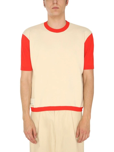 Sunnei T-shirt With Contrasting Profiles In Multicolor
