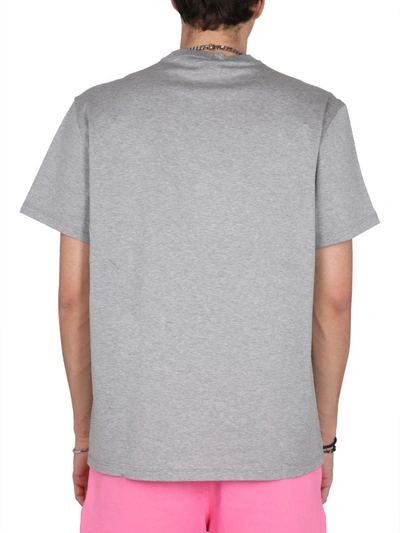 Shop Alexander Mcqueen T-shirt With Graffiti Logo Embroidery In Grey