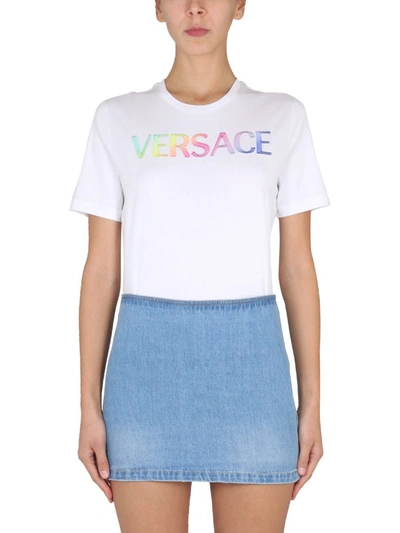 Shop Versace T-shirt With Logo In White