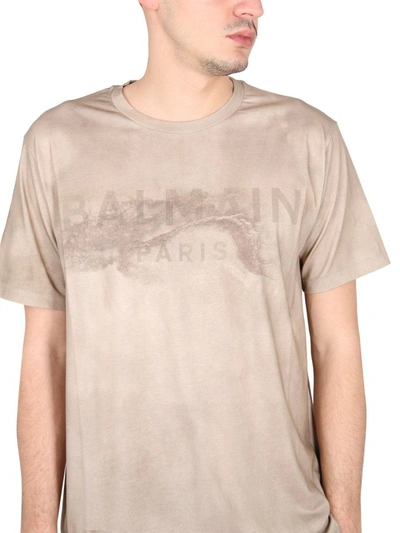 Shop Balmain T-shirt With Logo In Beige
