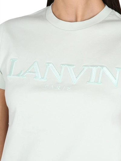 Shop Lanvin T-shirt With Logo Embroidery In Green