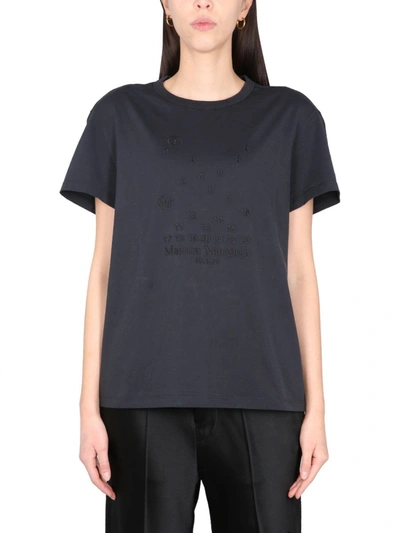 Shop Maison Margiela T-shirt With Logo Embroidery In Black
