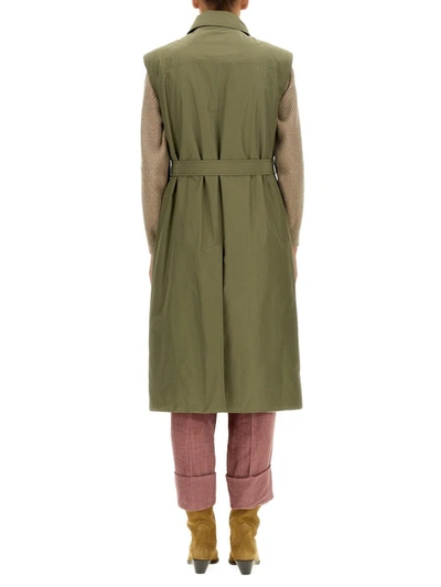 Shop Brunello Cucinelli Taffeta Trench Coat In Green