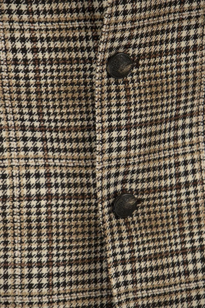 Shop Tagliatore Jacket With Tartan Pattern In Brown