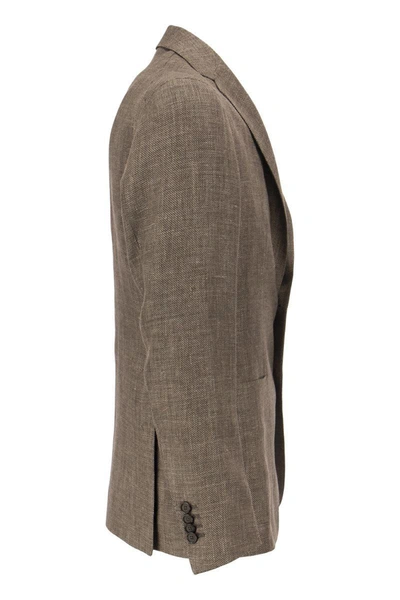 Shop Tagliatore Linen And Cool Wool Jacket In Brown