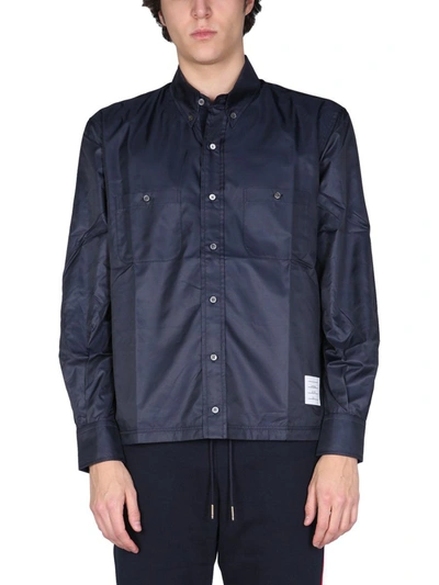 Shop Thom Browne Technical Fabric Jacket In Blue